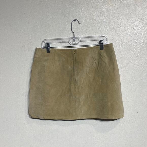 Eye Candy Cream Suede Leather Vintage Mini Skirt Sz 11 - Picture 7 of 9
